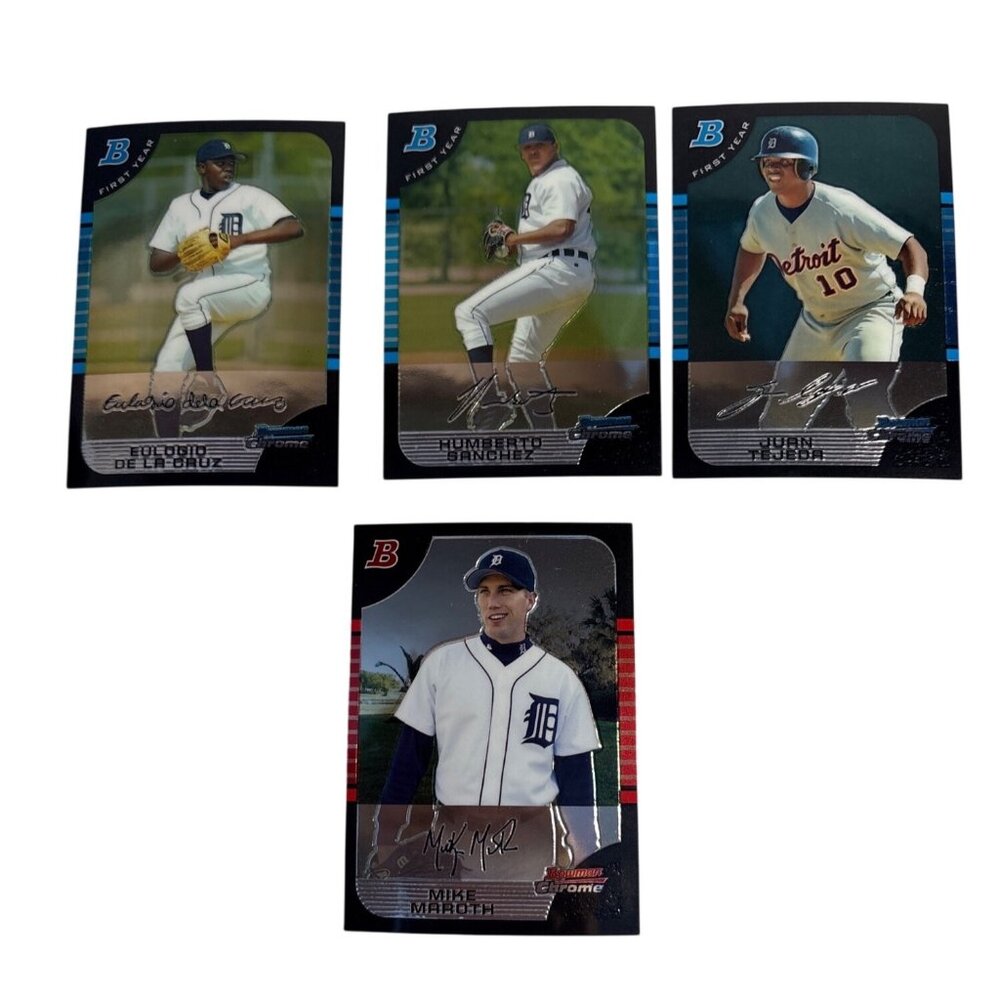 Detroit Tigers 2007 Bowman Chrome Baseball Cards Set Set of 4